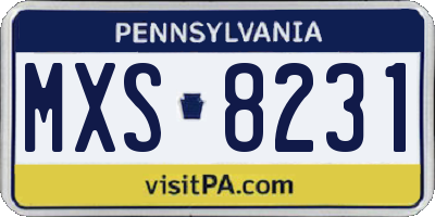 PA license plate MXS8231
