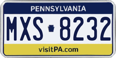 PA license plate MXS8232