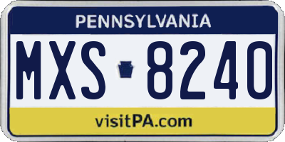 PA license plate MXS8240