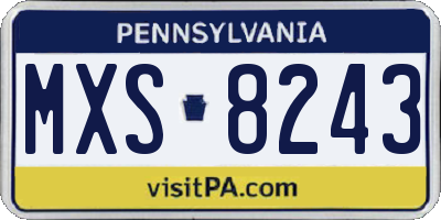 PA license plate MXS8243