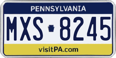PA license plate MXS8245