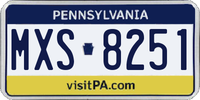 PA license plate MXS8251