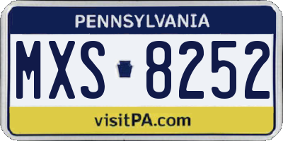PA license plate MXS8252