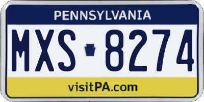 PA license plate MXS8274