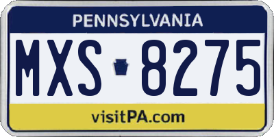 PA license plate MXS8275