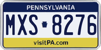 PA license plate MXS8276