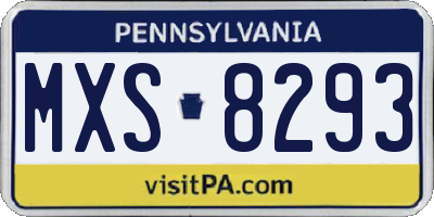 PA license plate MXS8293
