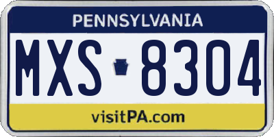 PA license plate MXS8304