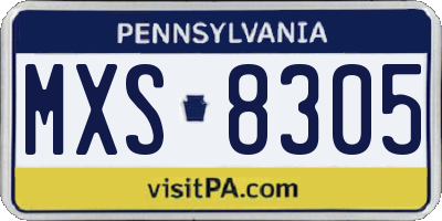 PA license plate MXS8305