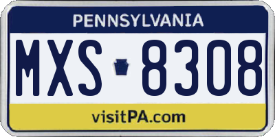 PA license plate MXS8308