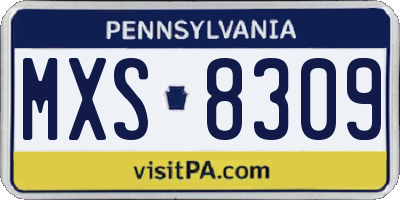PA license plate MXS8309