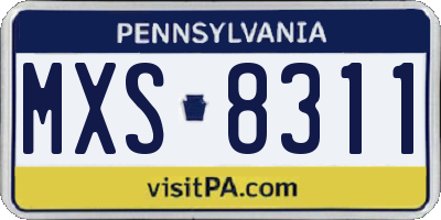 PA license plate MXS8311