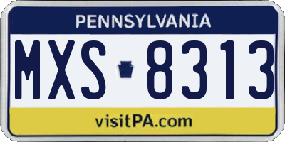 PA license plate MXS8313