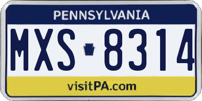 PA license plate MXS8314