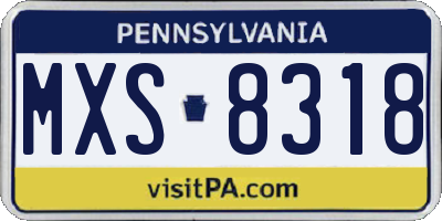 PA license plate MXS8318