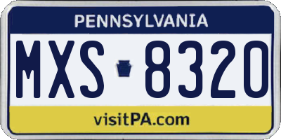 PA license plate MXS8320