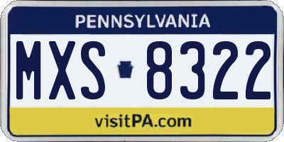 PA license plate MXS8322