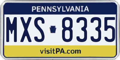PA license plate MXS8335
