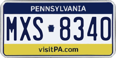PA license plate MXS8340