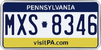 PA license plate MXS8346