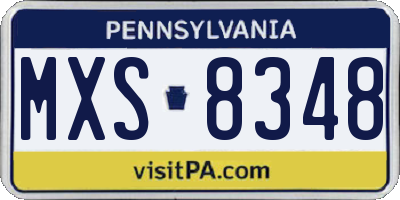 PA license plate MXS8348