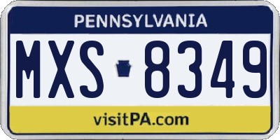 PA license plate MXS8349