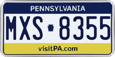 PA license plate MXS8355
