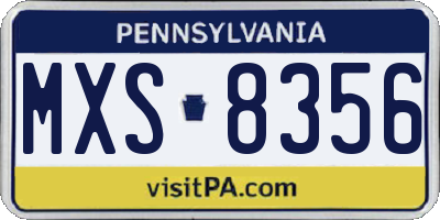 PA license plate MXS8356