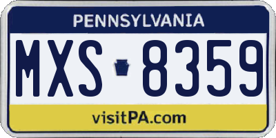 PA license plate MXS8359