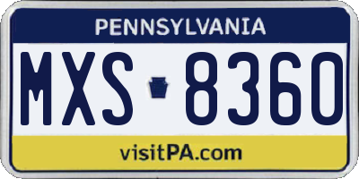 PA license plate MXS8360