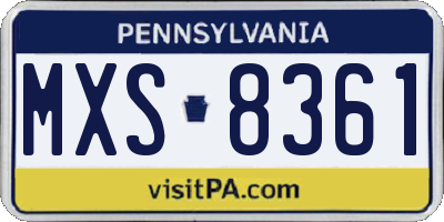 PA license plate MXS8361