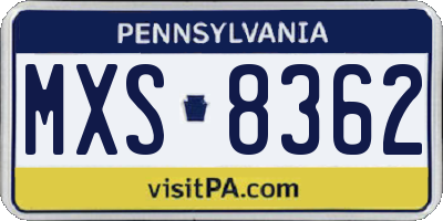PA license plate MXS8362