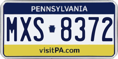 PA license plate MXS8372