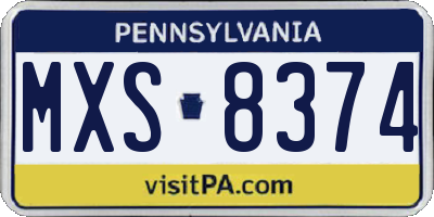PA license plate MXS8374