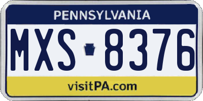PA license plate MXS8376