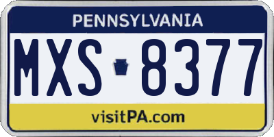 PA license plate MXS8377