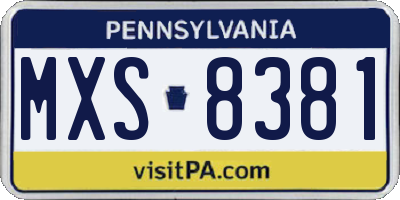 PA license plate MXS8381