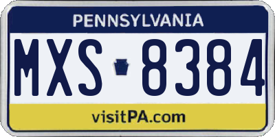 PA license plate MXS8384