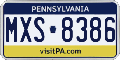 PA license plate MXS8386