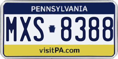 PA license plate MXS8388
