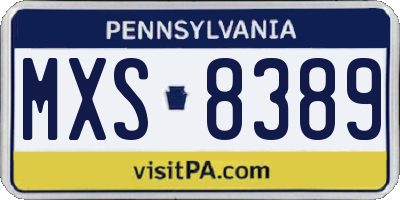 PA license plate MXS8389