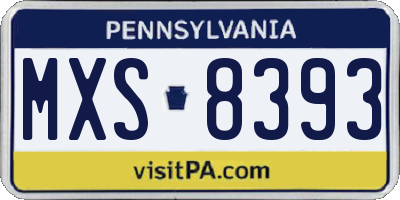 PA license plate MXS8393