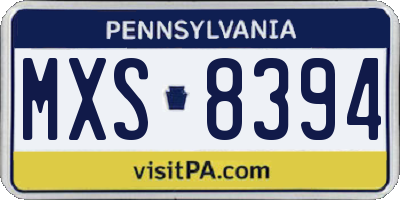 PA license plate MXS8394