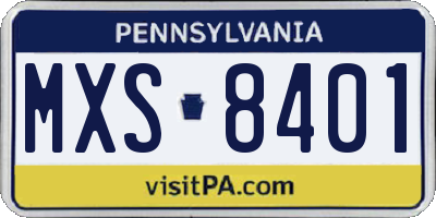 PA license plate MXS8401