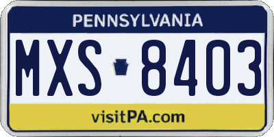 PA license plate MXS8403