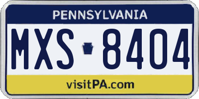 PA license plate MXS8404