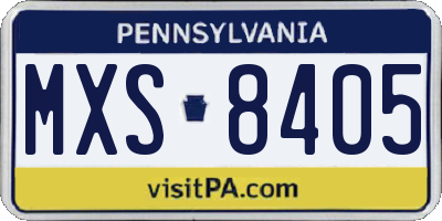PA license plate MXS8405