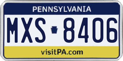 PA license plate MXS8406