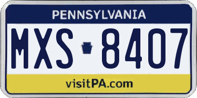PA license plate MXS8407