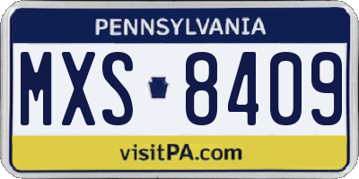 PA license plate MXS8409